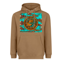 Toasted Coconut cowboy hat turquoise aztec background old wheel Heavyweight Hoodie - Artiststas