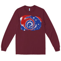 Burgundy Patriotic tie dye background 4th of july Long Sleeve Tee - CowGirlArtShop