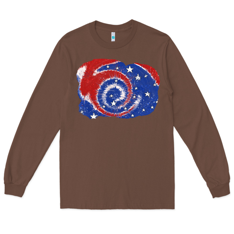 Patriotic Tie Dye Background 4th Of July Long Sleeve Tee by CowGirlArtShop | Teevron