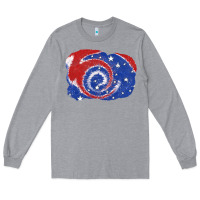 Heather Grey Patriotic tie dye background 4th of july Long Sleeve Tee - CowGirlArtShop