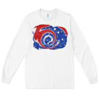 White Patriotic tie dye background 4th of july Long Sleeve Tee - CowGirlArtShop