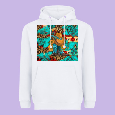 Cowboy Boots With Turquoise And Aztec Heavyweight Hoodie Designed By Artiststas