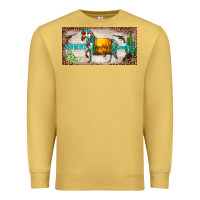 Antique Gold western howdy cowboy horse sunset weapon cactus leopard  license plate Premium Sweatshirt - BarkalooDesign