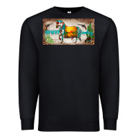 Black western howdy cowboy horse sunset weapon cactus leopard  license plate Premium Sweatshirt - BarkalooDesign
