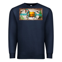 Navy western howdy cowboy horse sunset weapon cactus leopard  license plate Premium Sweatshirt - BarkalooDesign