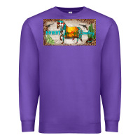 Purple western howdy cowboy horse sunset weapon cactus leopard  license plate Premium Sweatshirt - BarkalooDesign