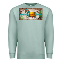 Seafoam western howdy cowboy horse sunset weapon cactus leopard  license plate Premium Sweatshirt - BarkalooDesign