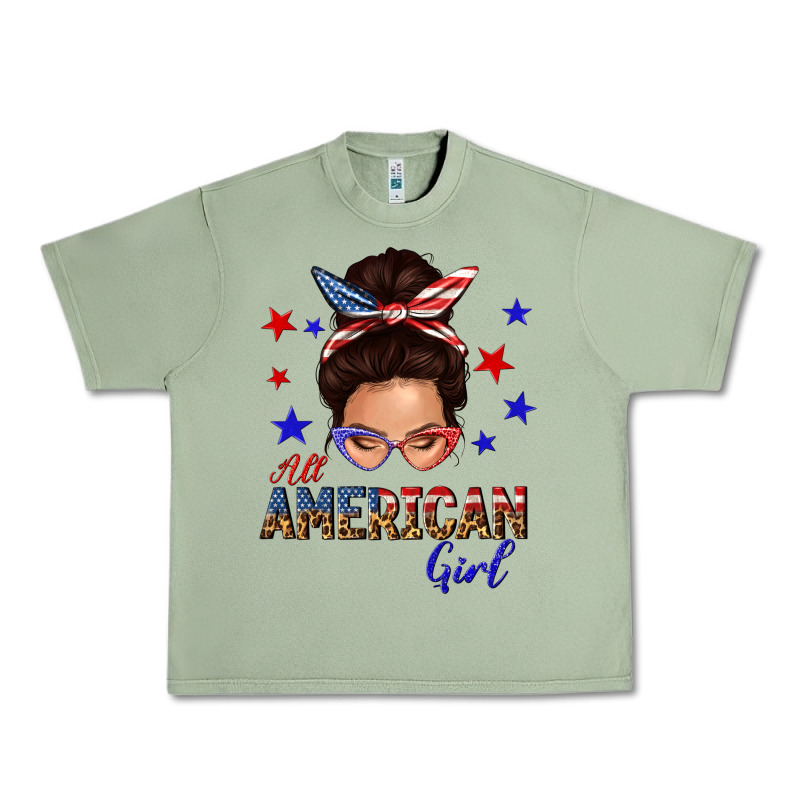 All American Girl Messy Bun Urban Heavy Tee by texasbilliewilder | Teevron