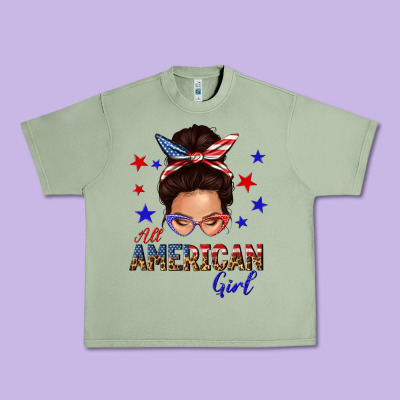 Urban Heavy Tee all american girl messy bun