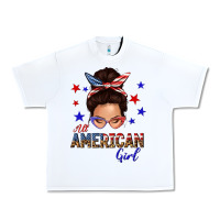 White all american girl messy bun Urban Heavy Tee - texasbilliewilder