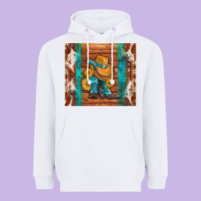 Cowboy Boots Turquoise Aztec Cowhide Heavyweight Hoodie Designed By Artiststas