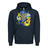 Navy retro down syndrome awareness Zipper Hoodie - JahusDesignShop