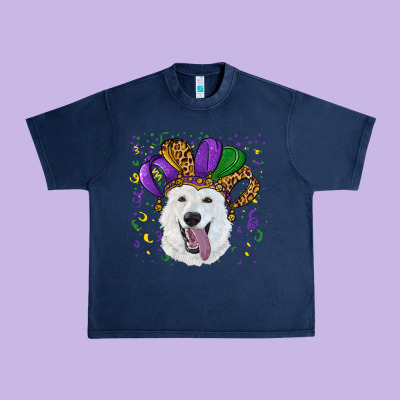 Urban Heavy Tee mardi gras hat  white shepherd