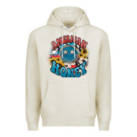 Oatmeal Heather American honey smiley Premium Hoodie - NancyCooperArtShop