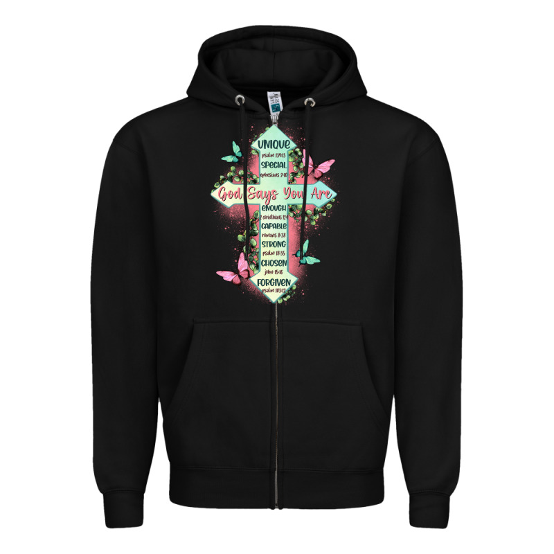 God Says You Are Cross Zipper Hoodie by JahusDesignShop | Teevron