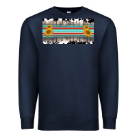 Navy western cowhide serape sunflower mama license plate Premium Sweatshirt - BarkalooDesign