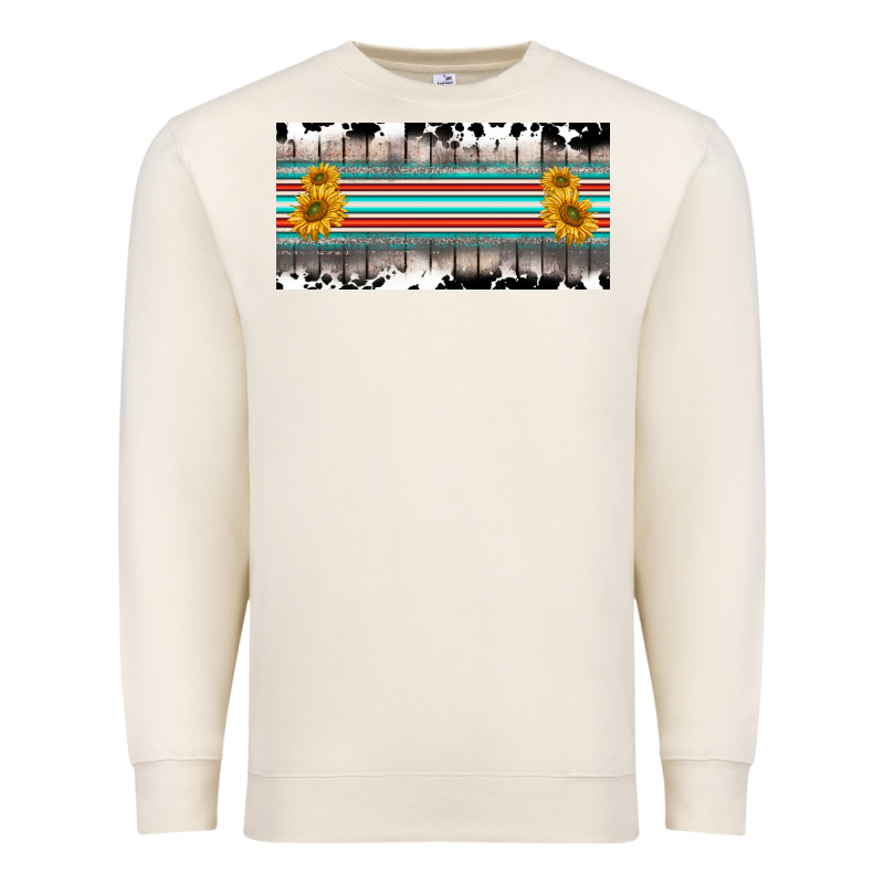 Western Cowhide Serape Sunflower Mama License Plate Premium Sweatshirt by BarkalooDesign | Teevron