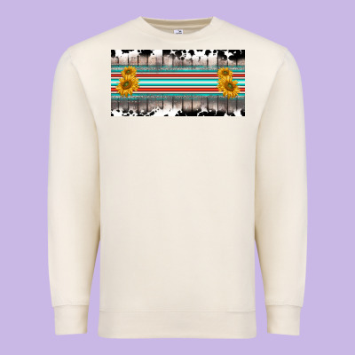 Western Cowhide Serape Sunflower Mama License Plate Premium Sweatshirt Designed By Barkaloodesign