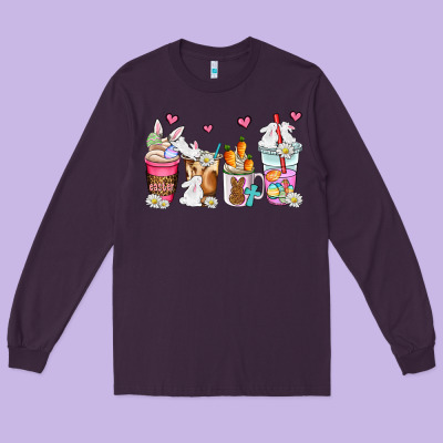 Easter Coffee Cups Long Sleeve Tee Designed By Adodesignshop