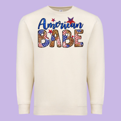 American Babe Premium Sweatshirt Designed By Lillyallendesigns