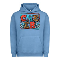 Pigment Pebble Blue Cheer Baseball stitchs Urban Hoodie - LillyAllenDesigns