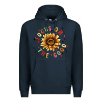 Navy focus on the good Premium Hoodie - MaliasSmallBusiness