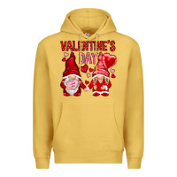 Antique Gold valentines day with gnomies Premium Hoodie - NancyCooperArtShop