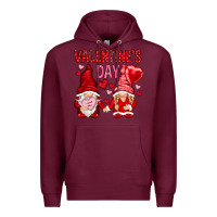 Burgundy valentines day with gnomies Premium Hoodie - NancyCooperArtShop