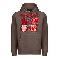 Coffee valentines day with gnomies Premium Hoodie - NancyCooperArtShop