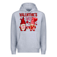 Heather Grey valentines day with gnomies Premium Hoodie - NancyCooperArtShop