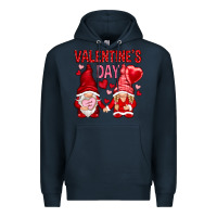 Navy valentines day with gnomies Premium Hoodie - NancyCooperArtShop
