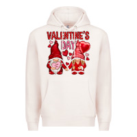 Pale Pink valentines day with gnomies Premium Hoodie - NancyCooperArtShop