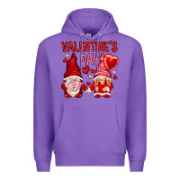 Purple valentines day with gnomies Premium Hoodie - NancyCooperArtShop