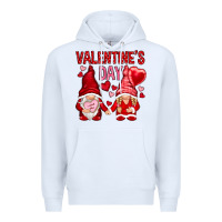 White valentines day with gnomies Premium Hoodie - NancyCooperArtShop