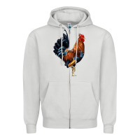 Dove Grey cockerel Zipper Hoodie - JahusDesignShop