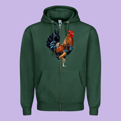 Cockerel Zipper Hoodie Designed By Jahusdesignshop