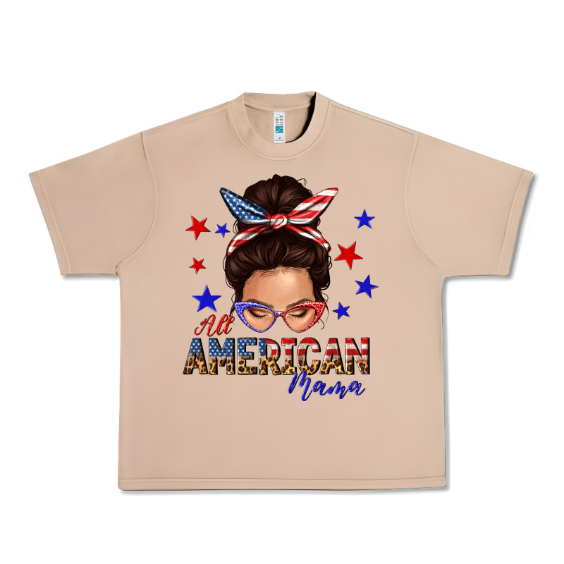 All American Mama Messy Bun Urban Heavy Tee by texasbilliewilder | Teevron