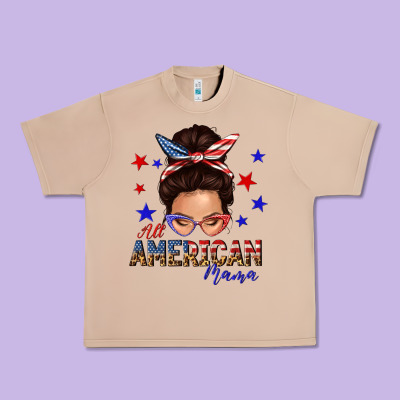 Urban Heavy Tee all american mama messy bun