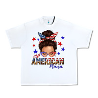 White all american mama messy bun Urban Heavy Tee - texasbilliewilder