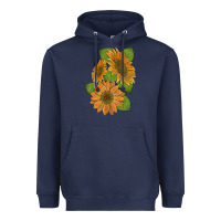 Navy sunflowers Heavyweight Hoodie - Artiststas