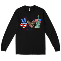 Black Peace love america 4th of july Long Sleeve Tee - CowGirlArtShop