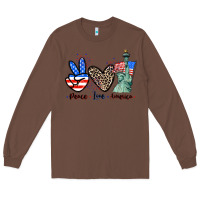 Chestnut Peace love america 4th of july Long Sleeve Tee - CowGirlArtShop