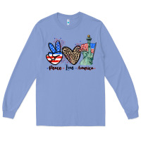 Colony Blue Peace love america 4th of july Long Sleeve Tee - CowGirlArtShop
