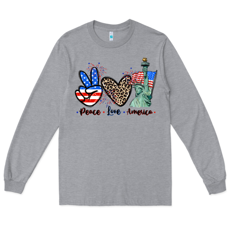 Peace Love America 4th Of July Long Sleeve Tee by CowGirlArtShop | Teevron
