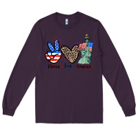 Plum Peace love america 4th of july Long Sleeve Tee - CowGirlArtShop