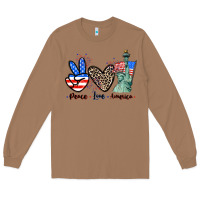 Toasted Coconut Peace love america 4th of july Long Sleeve Tee - CowGirlArtShop