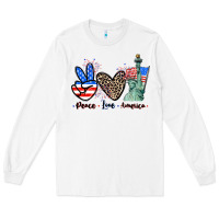 White Peace love america 4th of july Long Sleeve Tee - CowGirlArtShop