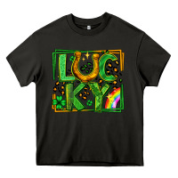 Asphalt lucky horseshoe st patricks day leopard frame Heavy Core Tee - LillyAllenDesigns