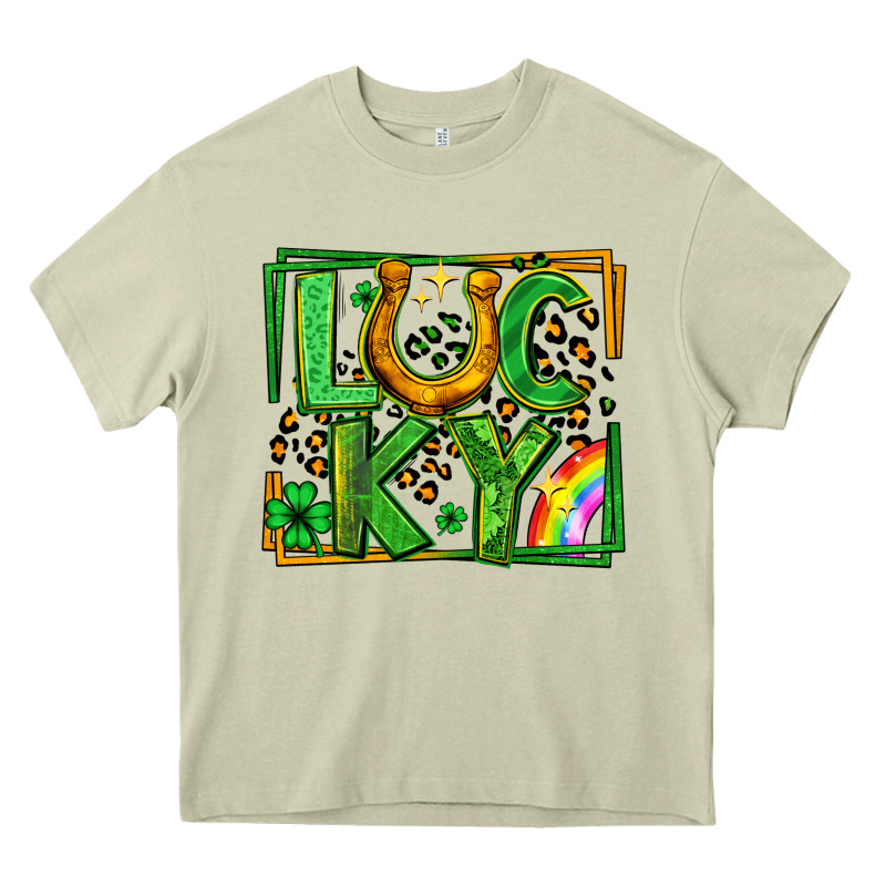 Lucky Horseshoe St Patricks Day Leopard Frame Heavy Core Tee by LillyAllenDesigns | Teevron