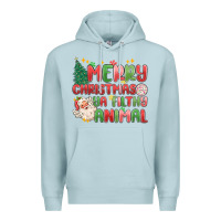 Blue Mist merry christmas ya filthy animal Premium Hoodie - MaliasSmallBusiness